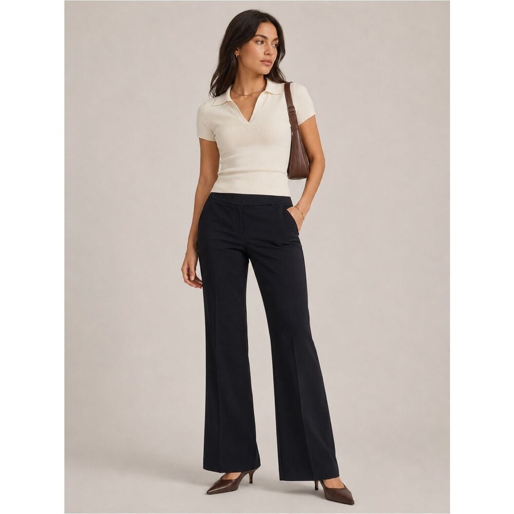 My Michelle Solid Black Wide Flare Leg Trousers Dress Pants with Pockets size 15
